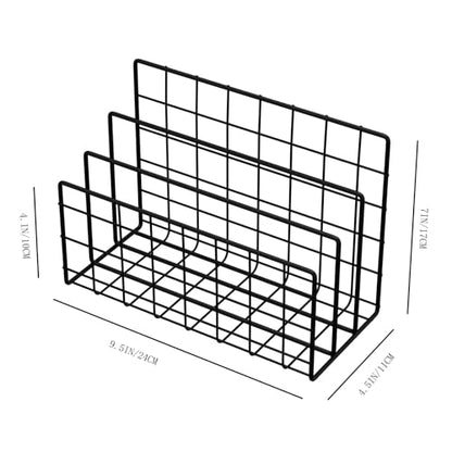 3-Slot Metal Mesh Desk Mail Organizer, Letter Sorter File Holder for Office & Home, 2PCS (Black)