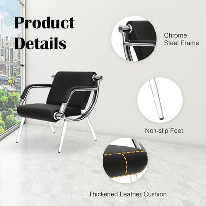 Kinsuite 4-Seat Waiting Room Chairs with PU Leather - 3Pcs Office Waiting Room Chair Reception Bench, for Airport Office Hospital School Bank, Black - size: 1-seat*2+2-seat