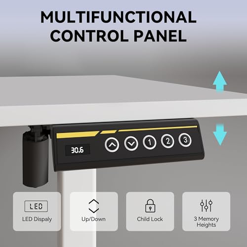 55 x 24 Inch Electric Standing Desk, 3 Memory Presets, White - color: White, size: 55*24