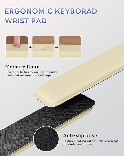 Laborio Computer Keyboard Wrist Rest, Keyboard Riser Stand for Desk(Beige) - color: Beige