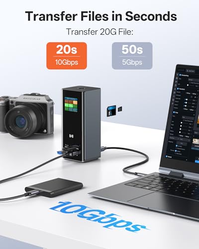 Selore Laptop Docking Station 3 Monitors, Triple 4K Display 3 HDMI 2 DP, Smart Display with Weather,100W PD, 10Gbps USB A/C, Gigabit Ethernet, SD/microSD Reader for Dell/HP/Lenovo/Asus/Acer - color: Space Grey