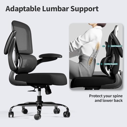 TRALT Office Chair - Ergonomic Desk Chair with Adjustable Lumbar Support, Mesh Computer Chair, Executive Chairs for Home Office Comfortable Lumbar Support (Midnight Black)