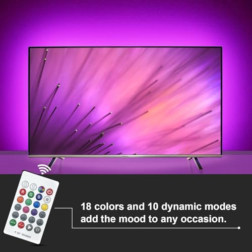 HAMLITE USB TV Bias Lighting 6500K True White for 50-55inch TV, 11.5ft LED Lighting fixtures for Indoor and Outdoor Lighting Applications Covers 4 Sides of 50-55 Inch TV, TV Light with RF Remote - size: 50-55"