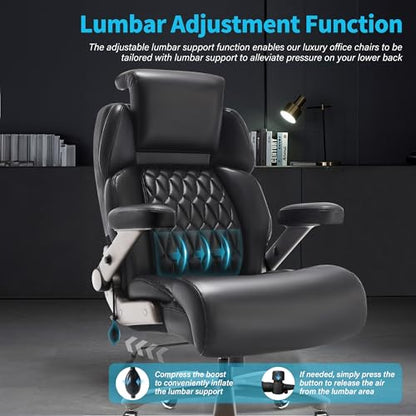 Big and Tall Office Chair 700lbs, Ergonomic High Back Computer Desk Chair - color: Black