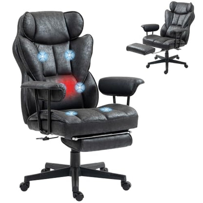 HOMCOM Massage Executive Office Chair 6 Vibration Points 400LBS Black - color: Black