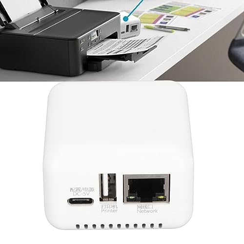 Luqeeg LAN Print Share Server, Supports Image and Text Printing, Computer Print Server Adapter, Multiple Interfaces, Maximum Support 256GB, Compatible with 95% USB Printer Brands (US