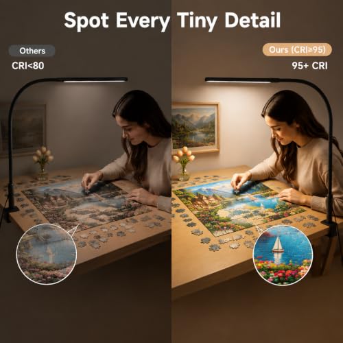 18W LED Puzzle Light with Clamp, Jigsaw Puzzle Lamp for Adults - color: Black Pro