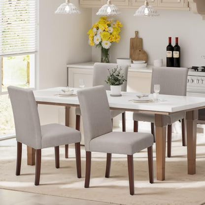 MALOL Upholstered Dining Chairs Set of 4, Modern Fabric Dining Room Chair, Wooden Dining Chair, Kitchen Side Chairs, Farmhouse Dinner Chair with High Back for Kitchen, Brown - color: Brown, size: Set of 4
