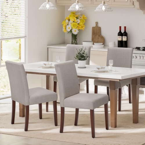 MALOL Upholstered Dining Chairs Set of 4, Modern Fabric Dining Room Chair, Wooden Dining Chair, Kitchen Side Chairs, Farmhouse Dinner Chair with High Back for Kitchen, Brown - color: Brown, size: Set of 4