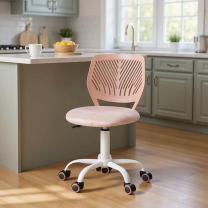 Homy Casa Ergonomic Adjustable Chair with Swivel Base and Cushioned Backrest for Kitchen Counter Dining Island and Home Lounge (Soft Pink) - color: Soft Pink