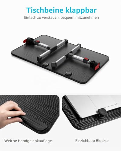 SAIJI Laptop Bed Tray Table,Lightweight Foldable Lap Desk - color: Black, size: 23.6*13 inches