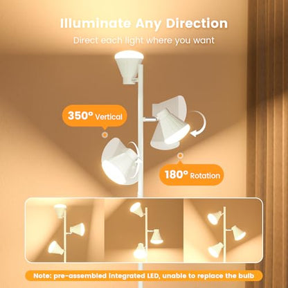 SIBRILLE 36W LED Tree Floor Lamp with Remote for Living Room Bedroom - color: White