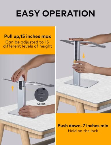 Laptop Stand for Desk, Ergonomic Sitting and Standing Laptop Riser for Notebook MacBook 11-17 Inches，DJ Laptop Stand Adjustable Height from 7-15 Inches Aluminum(Silver) - color: Silver