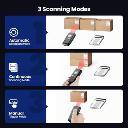 Eyoyo Mini Barcode Scanner Wireless: Portable 3-in-1 Bluetooth Bar Code Scanner with Battery Level Indicator, USB CCD Image Reader for Small Business Compatible with iPhone iPad Android POS Computer - color: Gray
