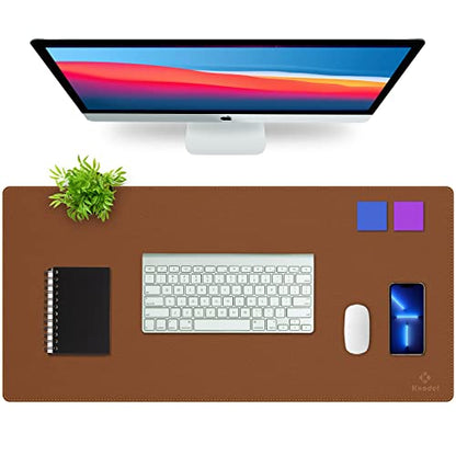 K KNODEL Large Sewing Leather Desk Mat, Desk Pad (Brown, 35.4" x 17") - color: Brown/Black, size: 35.4" x 17"