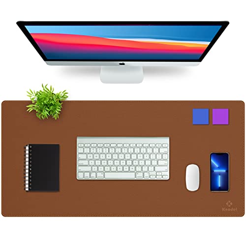 K KNODEL Large Sewing Leather Desk Mat, Desk Pad (Brown, 35.4" x 17") - color: Brown/Black, size: 35.4" x 17"
