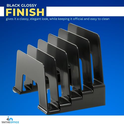 1InTheOffice Incline Desktop File Sorter, 6 Compartments Step Sorter, Black - size: Small