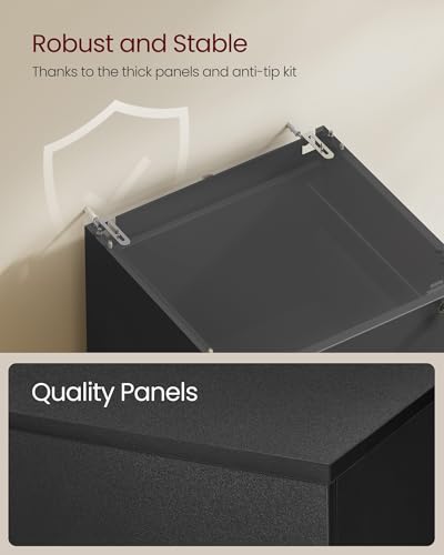 VASAGLE 3 Drawer File Cabinet with Locks, for A4, Letter Sized Documents - color: Ink Black, size: 3 Drawers