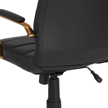 Flash Furniture High Back LeatherSoft Executive Office Chair, Black/Gold | 360° Swivel, Height Adjustable, Commercial Grade - color: Black Leathersoft/Gold Frame