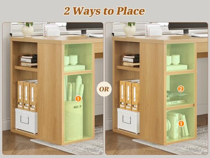 SEDETA Farmhouse 96.5" 2 Person Computer Desk with Storage Drawers | Home Office Desk, Gaming Double Desk with Shelves, Long Two Person Writing Desk, Oak - color: Oak