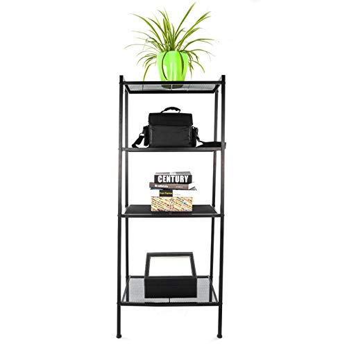 Ladder Bookshelf, 4-Tier Metal Shelf Open Bookcase Freestanding Bathroom Storage Rack Plant Stand for Living Room, Bedroom, Office, Easy Assembl (Black3) - color: Black3