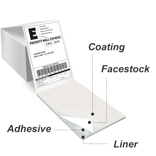 HUOJI 1000 4x6 Thermal Labels 500/Stack, Commercial Grade | Shipping Thermal Labels 4x6 Fanfold, Clear Printing, Compatible with Rollo, Zebra, MUNBYN Printers - size: 2 Stacks | 1000 Labels
