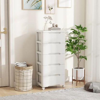 6-Drawer Plastic Rolling Storage Cart (16"x13"x38") | Mobile Storage Cabinet | Vertical Storage Tower Container Unit | 4 Universal Wheels | For Living Room, Home Office - size: 16”x13”x38” (6 Drawers)