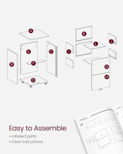 VASAGLE 2-Drawer File Cabinet, Small Rolling, Locking, Printer Stand - color: Rustic Brown, style: with Lock