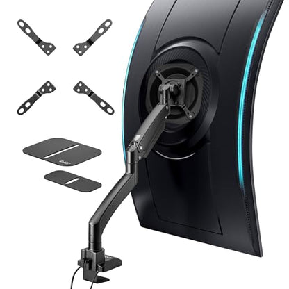 AVLT Single 17"-57" Super Ultrawide Monitor Arm - Black | Screens Up to 59.5 lbs Premium Aluminum Desk Stand Adjustable Pneumatic Height Full Motion Swivel Tilt Rotation USB-C&A Ports - color: Black-17 to 57 Inch