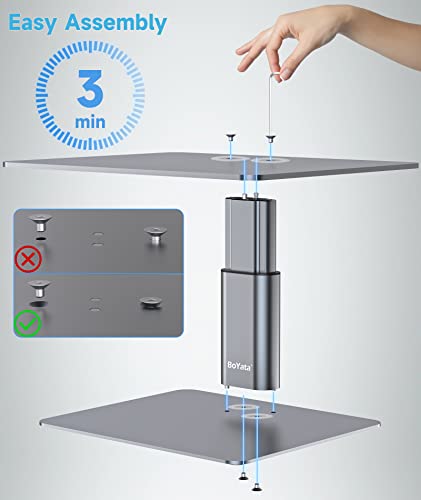 BoYata Monitor Stand, Adjustable Height Metal Desktop Riser, Space Gray - color: Space Grey