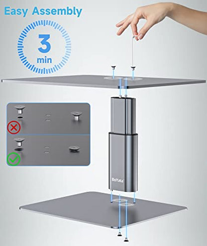 BoYata Monitor Stand, Adjustable Height Metal Desktop Riser, Space Gray - color: Space Grey
