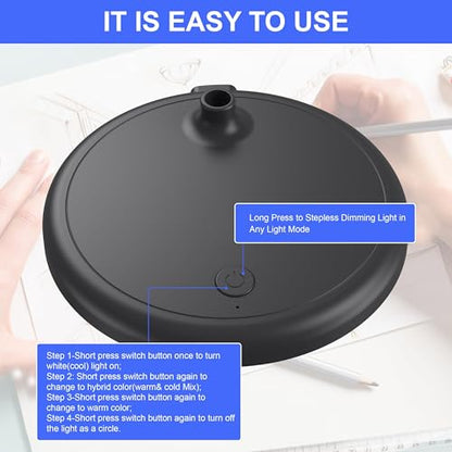New LED Desk Lamp for Home Office,3 Colors Dimmable Table Lamp - color: L50-Black