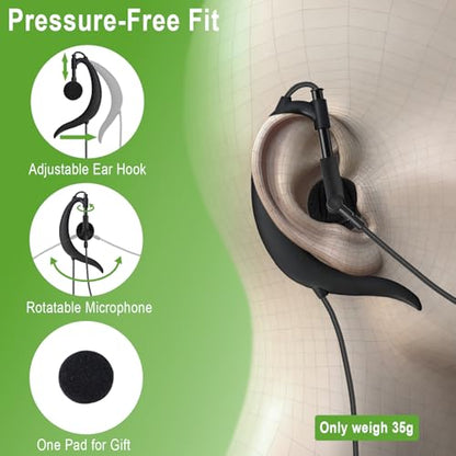 Wired Single-Side USB Earbud with Microphone & Adjustable Ear Hook