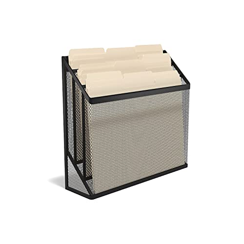 TRU RED Wire Mesh File Organizer, 3-Compartment, Matte Black, 2-Pk - style: 2 Pack