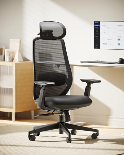 ProtoArc EC200 Ergonomic Office Chair with Adjustable Seat Depth | Lumbar Support, High-Back, Mesh Desk Chair, Home Office 8+ Long Hours Sitting, For Remote Workers & Programmers, Pure Black - color: Pure Black