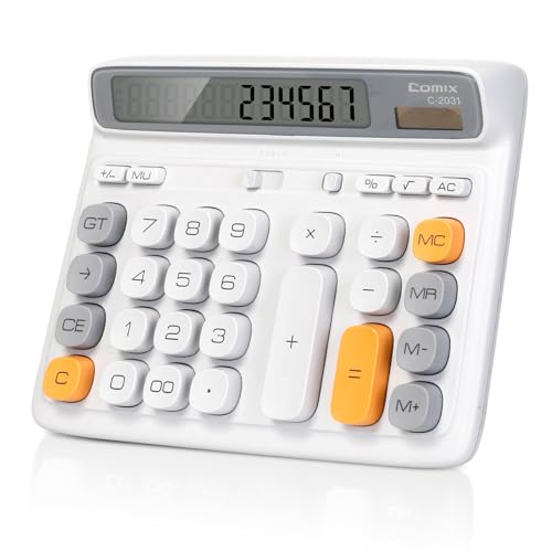 Comix Desktop Calculator, 12 Digits Large Button Desk Calculator, White - color: White