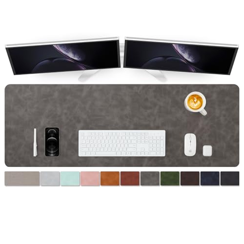 Distressed Leather Desk Mat - Non-Slip PU Desk Pad for Office and Home - Desk Organization and Accessories - Ideal for Large Mouse Pad and Desk Mats on Top of Desks(Slate Gray,47.2"x 17") - color: Slate Gray, size: 47" x 17"