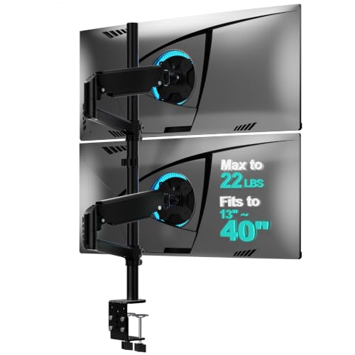 WALI Vertical Dual Monitor Mount for 13-40 inch Curved Screens, up to 22lbs - color: Black (Dual), size: 13"-40"