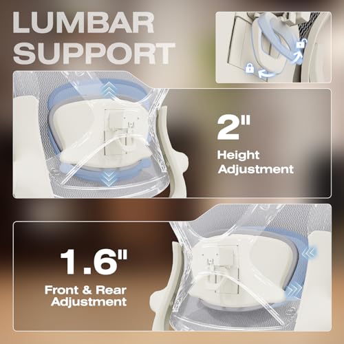 ELABEST X100 Ergonomic Mesh Office Chair with Footrest, Big and Tall Home Desk Chair with 5D Flip-Up Arms, Adjustable 3D Lumbar Support, Gaming & Executive Computer Chair (First Light) - color: First Light