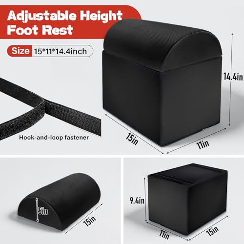 Adjustable Footrest for Under Desk at Work Ergonomic Foot Rest with 3 Adjustable Height Foot Stool for Under Desk Office Footrests with Removable Washable Mesh Cover, Black