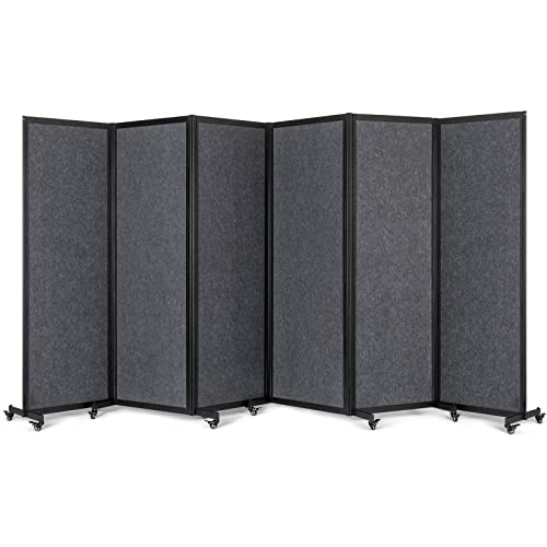 Room Partition, 12'7"L* 6'7"H,6 Panel,Grey - color: Grey, size: 151"(L)*78.7"(H)