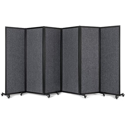 Room Partition, 12'7"L* 6'7"H,6 Panel,Grey - color: Grey, size: 151"(L)*78.7"(H)