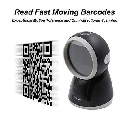 TEEMI USB 2D Barcode Scanner, Handsfree QR Reader, 1MP, TMSL-70