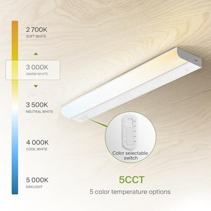 ASD LED Under Cabinet Lighting Hardwired, 24 Inch 12W 2700K-5000K Selectable, 1051LM, CRI90+, Direct Wire Linkable Under Counter Lights for Kitchen, Dimmable Under Cabinet Lights, White, UL Certified - color: 24 Inch, size: 1 Pack