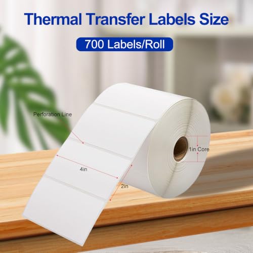 Desktop Thermal Transfer Labels, 4 x 2 in, 4 Rolls - size: 4"x2"