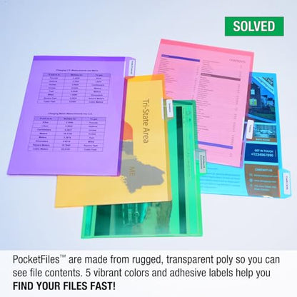 Ultimate Office Poly Color File Folders Letter Size, 5th-Cut Tabs Set of 25 - style: 5th-Cut Tabs, set of 25