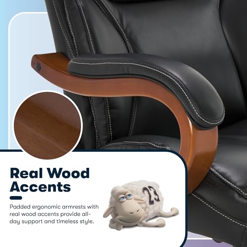 Serta Big & Tall Executive Office Chair with Lumbar Support, Leather Chair | Conway, Ergonomic 350lb Capacity Computer Chair, Padded Arms, High Back Home Gaming Chair, Adjustable Height & Recline, Black - color: Brainstorm Black