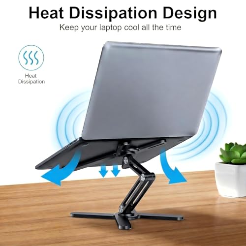 Atizzy 360 Rotating Laptop Stand Riser, Foldable for Desk, Black - color: Black