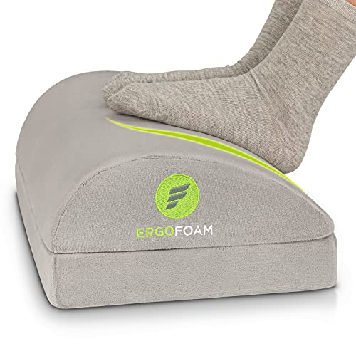 ErgoFoam Foot Rest - Chiropractor-Endorsed Orthopedic Teardrop Design - 2in1 Adjustable Premium Under Desk Footrest - Ergonomic Foot Rest for Lumbar, Back, Knee Pain (Grey) - color: Grey