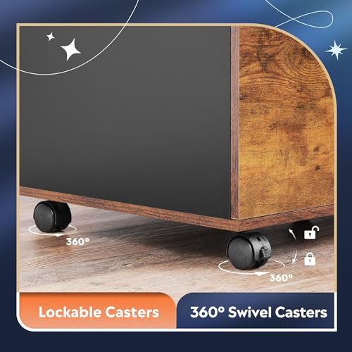DEVAISE 3-Drawer Mobile File Cabinet, Lateral Filing Cabinet, Rustic Brown - color: Rustic Brown
